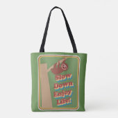 Fun Cartoon Sloth slow Down Movement Motto Tote Bag (Achterkant)