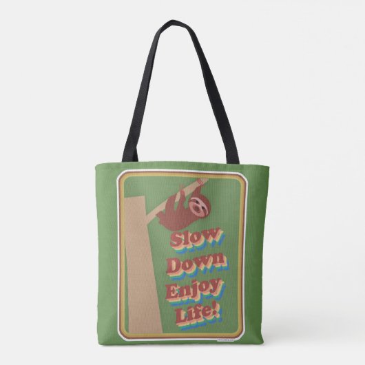 Fun Cartoon Sloth slow Down Movement Motto Tote Bag (Achterkant)