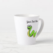 Fun Cartoon Snake Big Eyes Helder Groen Geel Latte Mok (Rechterhoek)