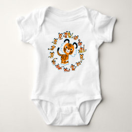 Fun Cartoon Tigers Mandala (blauw) Baby Apparel Romper