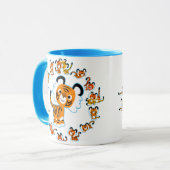 Fun Cartoon Tigers Mandala (blauw) Mok (Voorkant links)