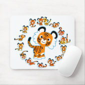 Fun Cartoon Tigers Mandala (blauw) Mousepad Muismat (Met muis)