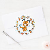 Fun Cartoon Tigers Mandala (blauw) Sticker (Envelop)