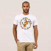 Fun Cartoon Tigers Mandala (Blauwe tekening) T-shirt (Voorkant volledig)