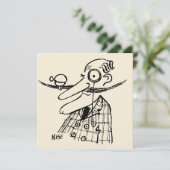 Fun Cartoon van Aristocrat met Handlebar Mustache Kaart (Staand voorkant)