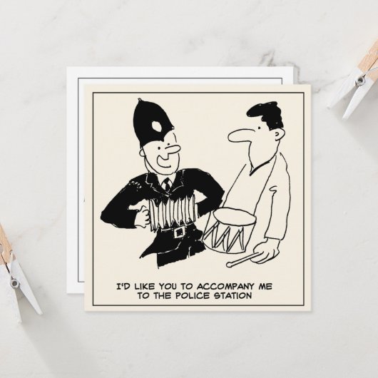 Fun Cartoon van Policeman vraagt Man om hem te beg Kaart (Voorkant / Achterkant in situ)