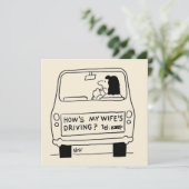 Fun-Cartoon van vrouw die een auto bestuurt Kaart (Staand voorkant)