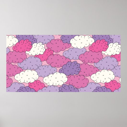 Fun cartoon wolken.  herhalen. poster (Voorkant)