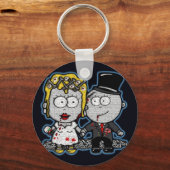 Fun Cartoon Zombie bride and groom bruiloft Sleutelhanger (Voorkant)