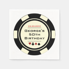 Fun Casino Poker Chip in Black Off-White Birthday Servet