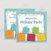 Fun & Casual Retro Gift Holiday Party Uitnodiging (Voorkant / Achterkant)
