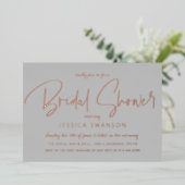 Fun Casual Script Grey Vrijgezellenfeest Roos Gold Folie Uitnodiging (Staand Voorkant)