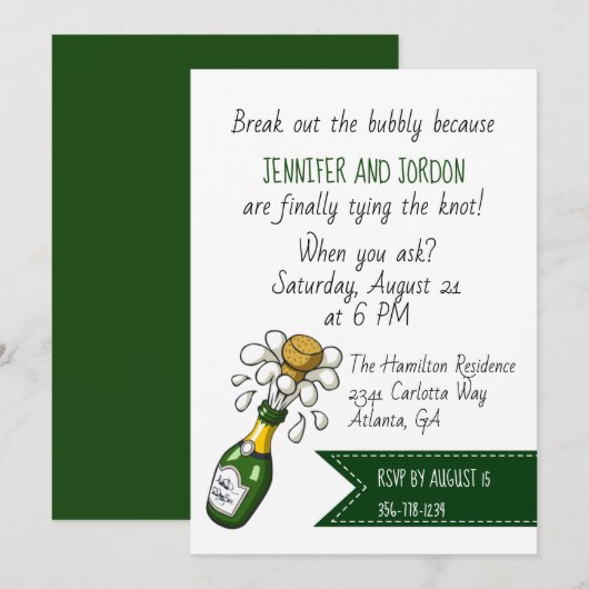 Fun Casual Wedding Uitnodiging (Voorkant / Achterkant)