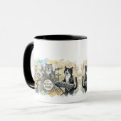 Fun Cat Band Music Piano Drums Keyboard Mok (Voorkant links)