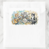 Fun Cat Band Music Piano Drums Keyboard Rechthoekige Sticker (Tas)