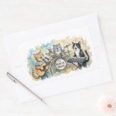 Fun Cat Band Music Piano Drums Keyboard Rechthoekige Sticker (Envelop)