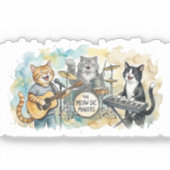 Fun Cat Band Music Piano Drums Keyboard Sticker (Voorkant)