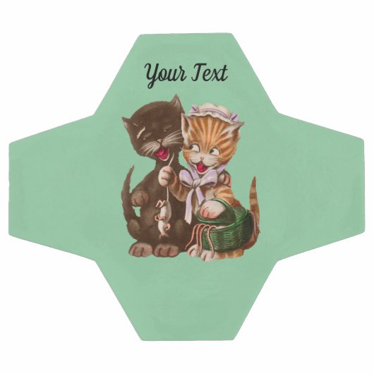 Fun Cat Couple Sharing Rats in Basket Munt Green Voetbal (Enkel)