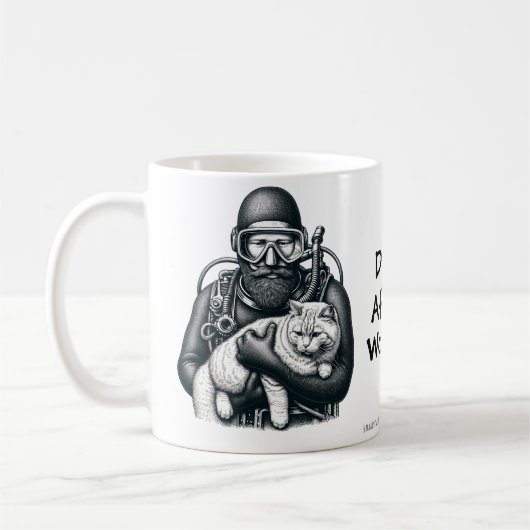Fun Cat Dad Scuba Diver Personaliseren Koffiemok (Links)