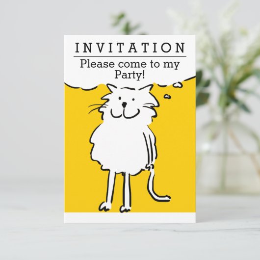 Fun Cat Design Party-uitnodiging Kaart (Staand voorkant)
