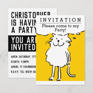 Fun Cat Design Party-uitnodiging Kaart