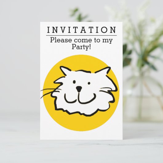 Fun Cat Design Party-uitnodiging Kaart (Staand voorkant)