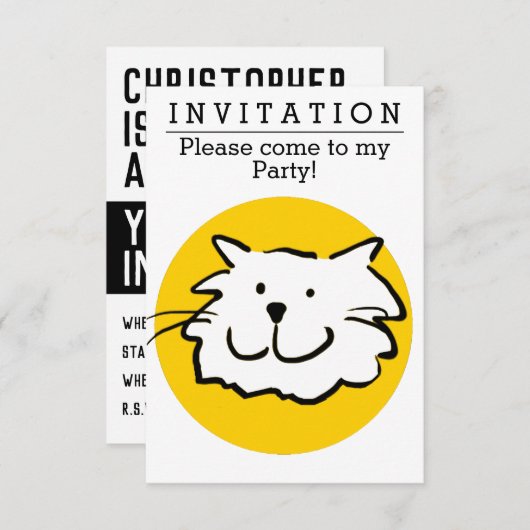 Fun Cat Design Party-uitnodiging Kaart (Voorkant / Achterkant)