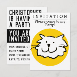 Fun Cat Design Party-uitnodiging Kaart