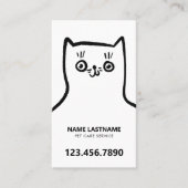 Fun Cat Dog Hand Drawn Black White Pet Service Visitekaartje (Voorkant)