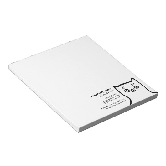 Fun Cat Hand Drage Black White Simple Pet Service Notitieblok (Schuin)