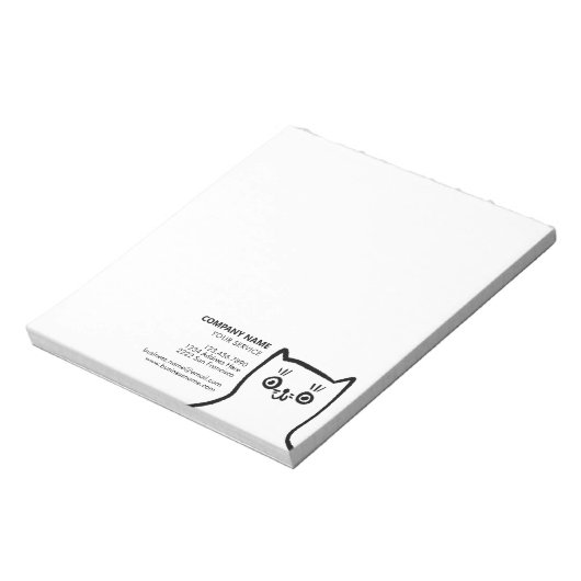 Fun Cat Hand Drage Black White Simple Pet Service Notitieblok (Linkerzijde)