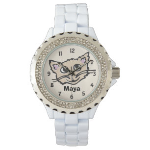 Fun cat kitten grafische naam poethorloge horloge