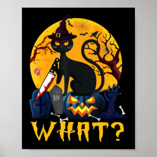 Fun Cat Lover Halloween Costume Black Cat on Pumpk Poster