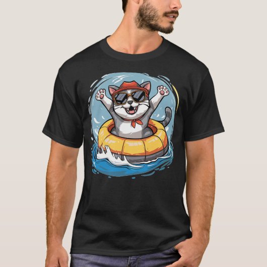 Fun Cat loves River tubing T-shirt (Voorkant)