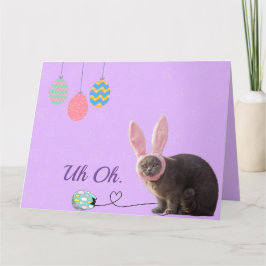 Fun Cat met Bunny Ears Custom Easter Kaart