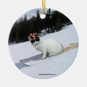 Fun Cat op een Snowboard Holiday Ornament