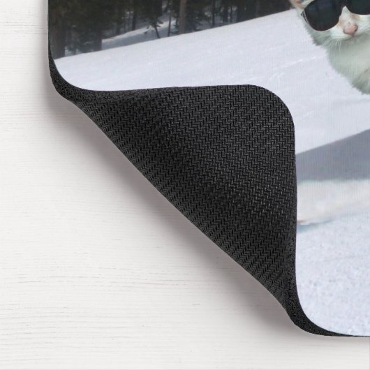 Fun Cat op een Snowboard Mousepad Muismat (Hoek)