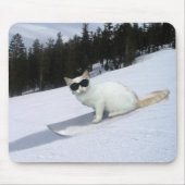 Fun Cat op een Snowboard Mousepad Muismat (Voorkant)