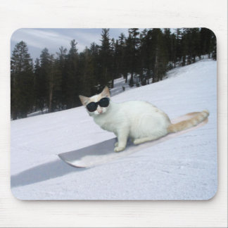 Fun Cat op een Snowboard Mousepad Muismat
