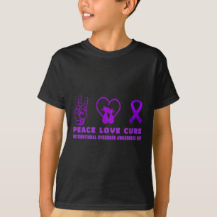 Fun Cat Peace Love Cure Overdosis Awareness Suppor T-shirt