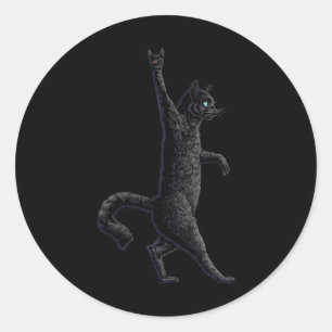 Fun Cat Rock on Rock and Roll - concertband T - sh Ronde Sticker