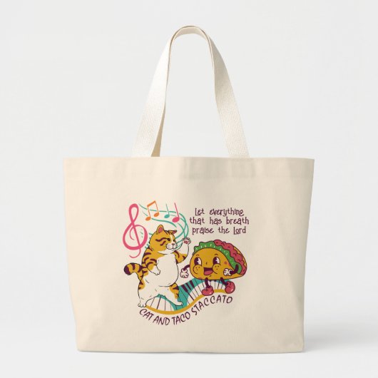 Fun CAT TACO STACCATO Christelijk Grote Tote Bag (Voorkant)