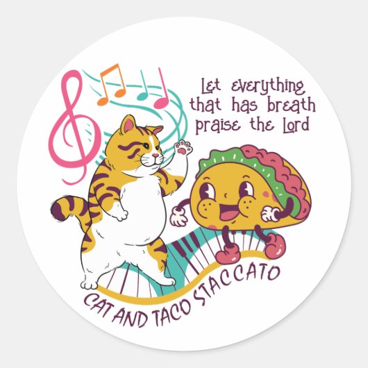 Fun CAT TACO STACCATO Christelijk Ronde Sticker (Voorkant)