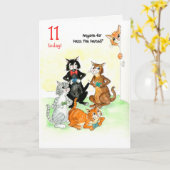 Fun Cats die videospel spelen 11th Birthday Kaart (Gele Bloem)