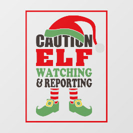 Fun CAUTION ELF WATCHING Kerstmis Raamsticker