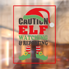 Fun CAUTION ELF WATCHING Kerstmis Raamsticker