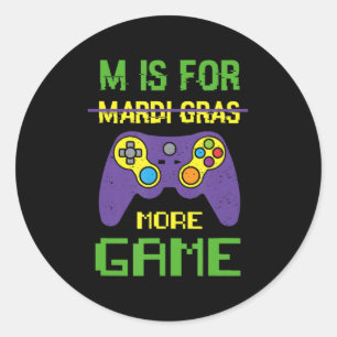 Fun Celebrate Mardi Gras Video Game Controller Gam Ronde Sticker