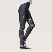 Fun Celestial Doodles Galaxy Pattern Black Leggings (Rechts)