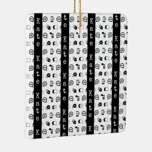 Fun Cell Phone Text Message Pattern CUSTOM NAME Keramisch Ornament (Rechts)