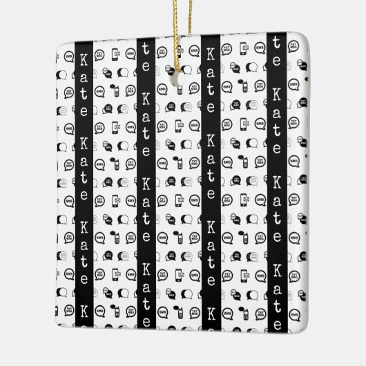 Fun Cell Phone Text Message Pattern CUSTOM NAME Keramisch Ornament (Links)